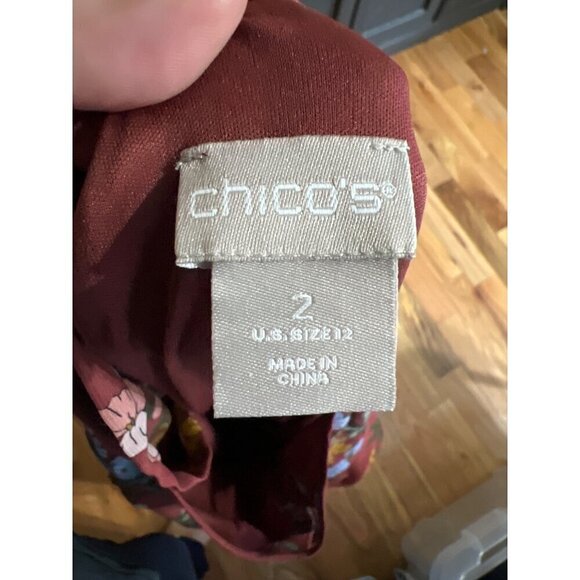 Chicos Floral Print Chiffon Dress U.S. Size 12 Womens Multicolor Long Sleeve - Picture 2 of 8